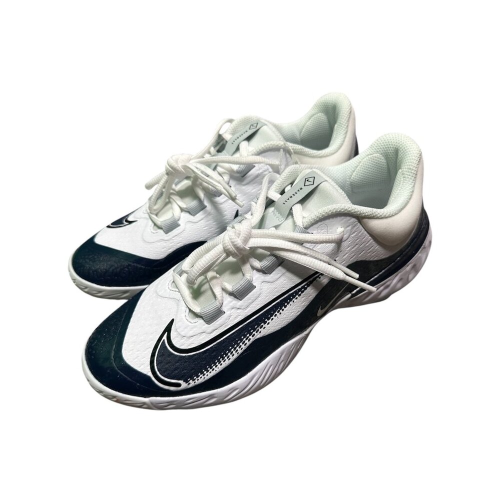 Nike Alpha Huarache Elite 4 Baseball Cleats White Navy Blue DR6851-101 Size 7